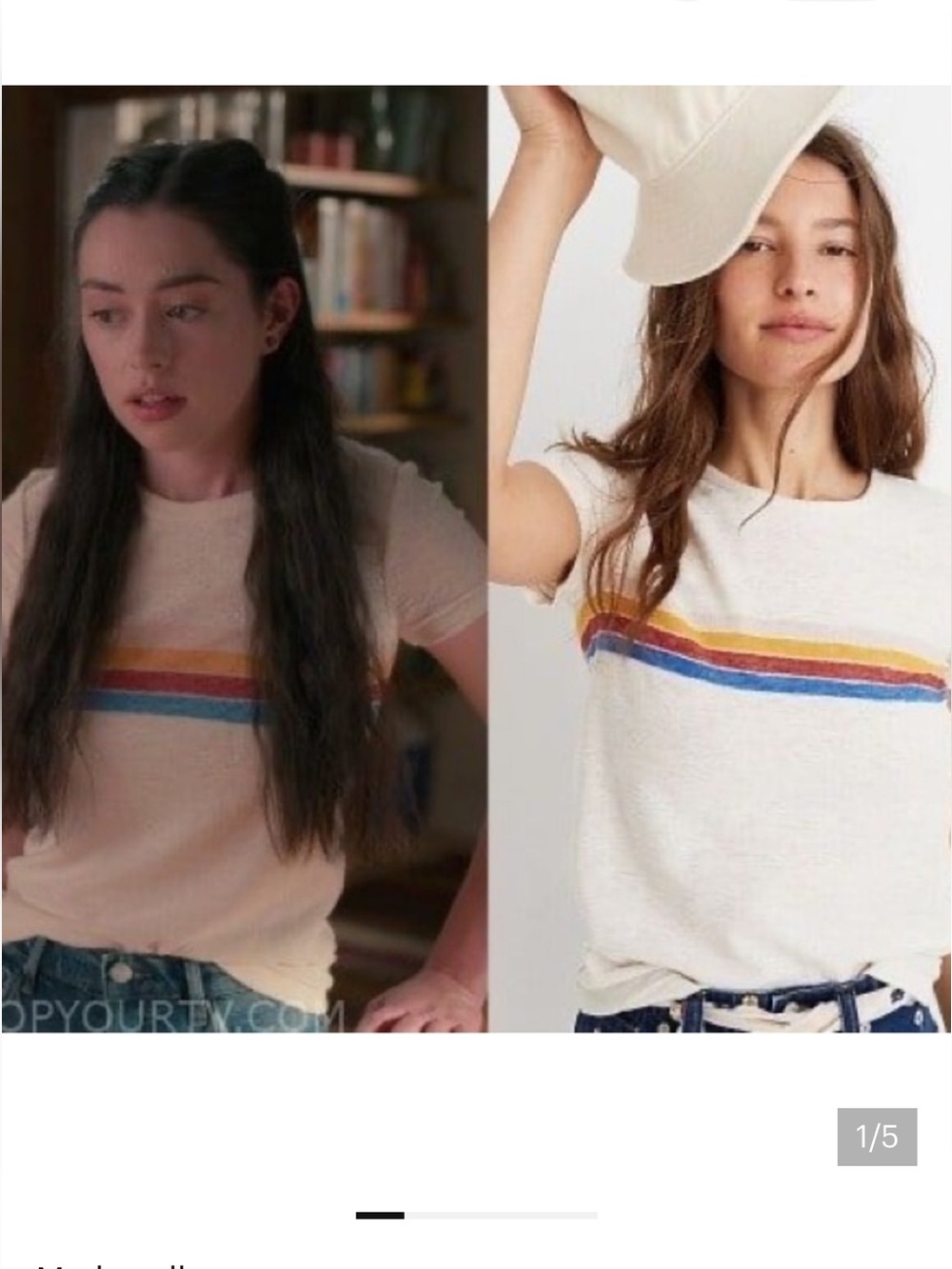 Madewell Retro Rainbow Stripes Cream Short-Sleeve Tee Shirt Sweet Magnolias S - Picture 9 of 9